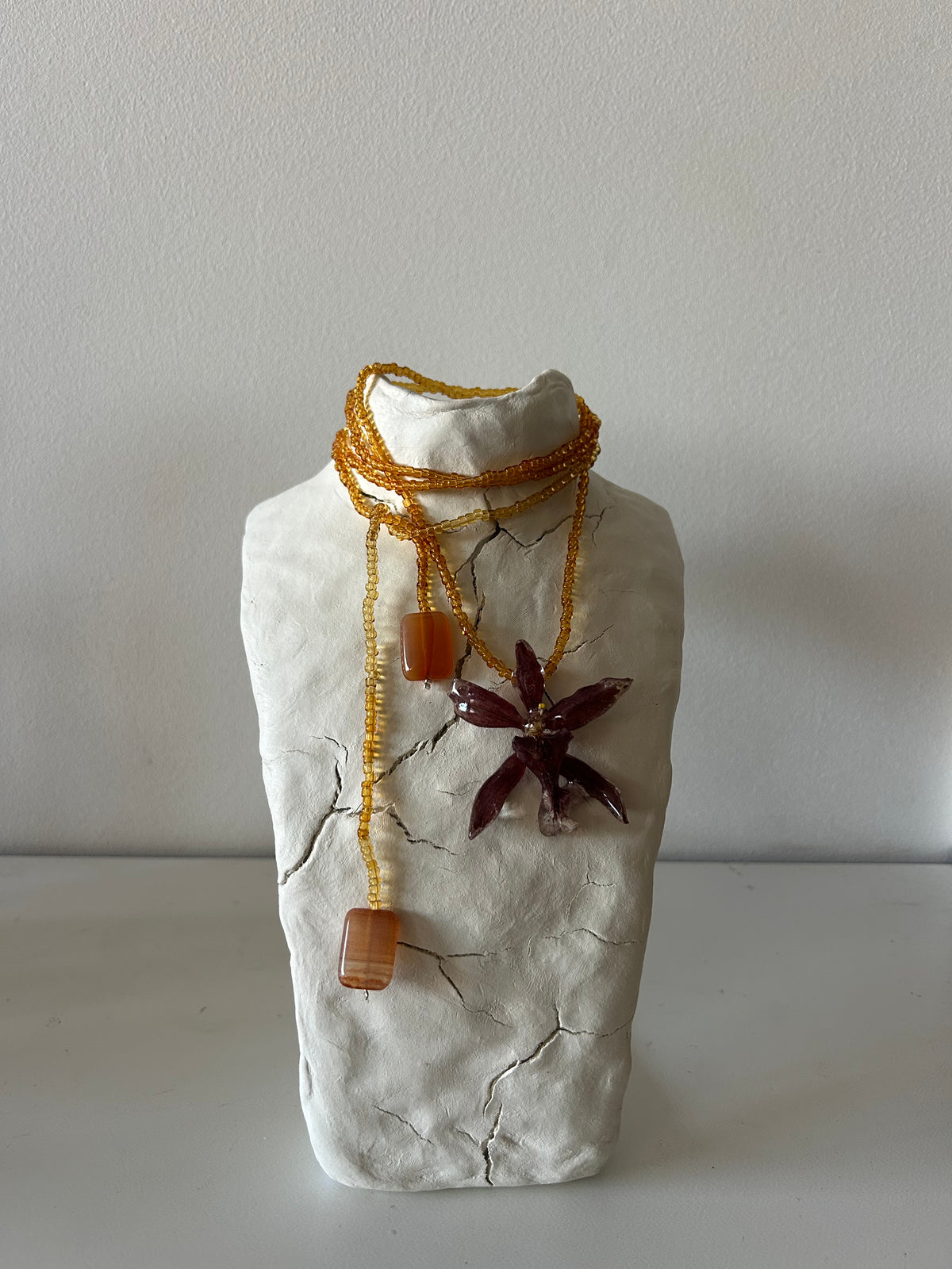 orchid amber necklace