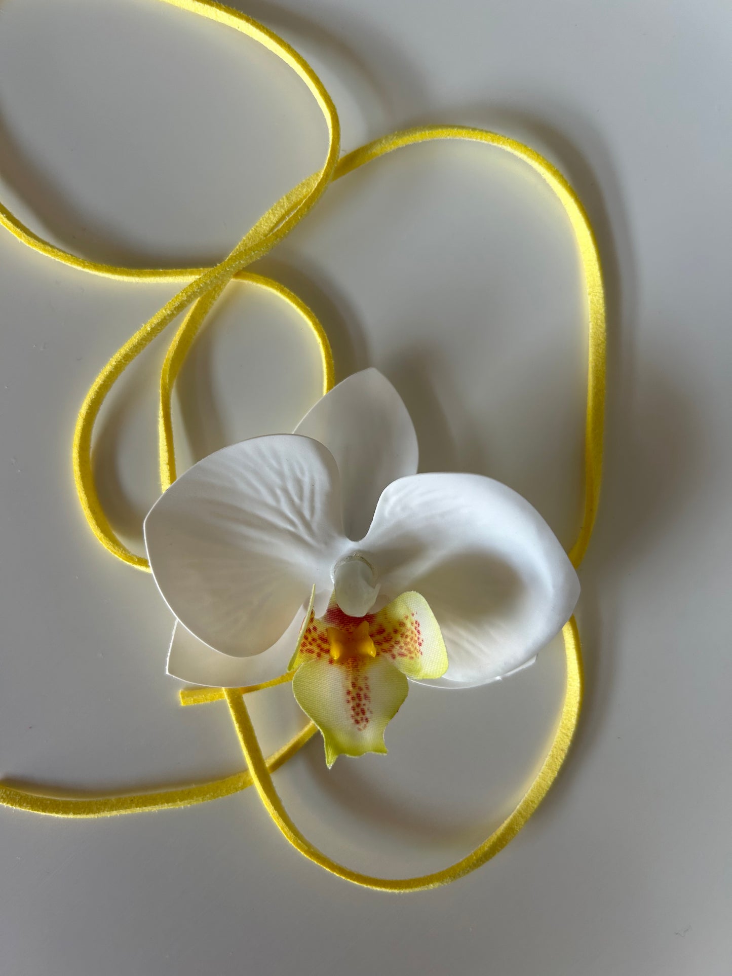 white & yellow orchid choker