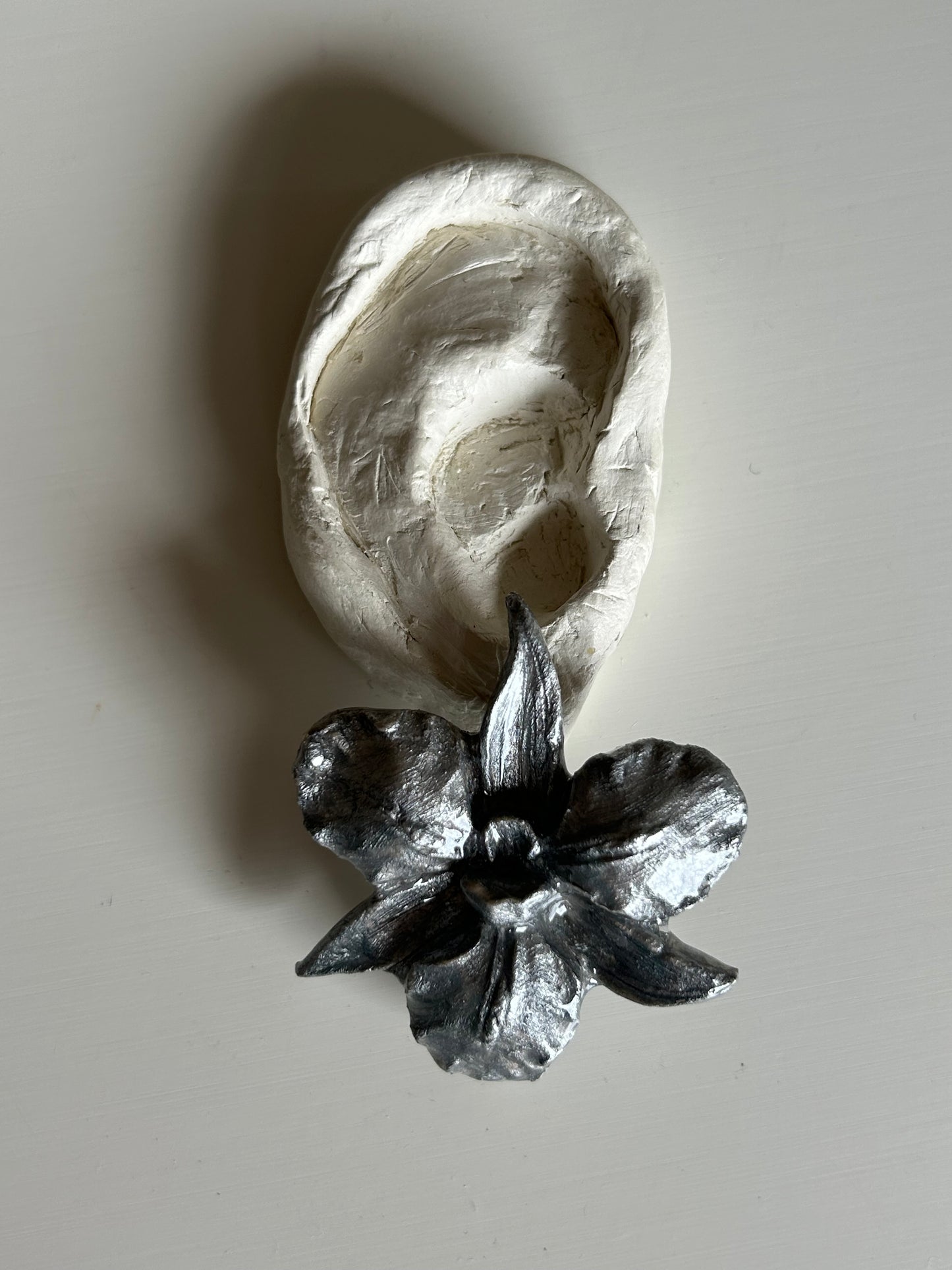 silver cattleya stud earrings