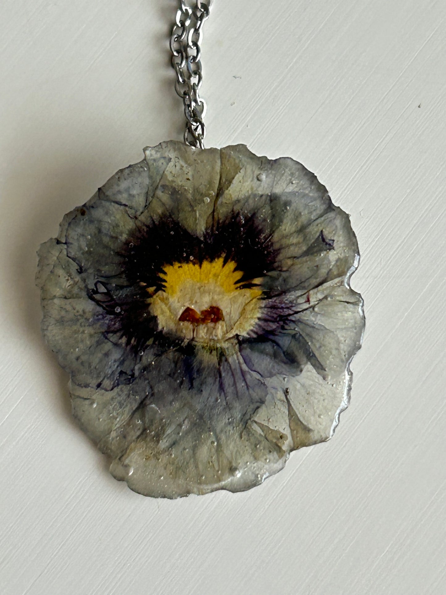 pansy silver necklace