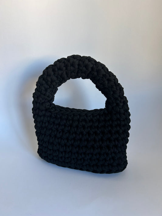 black crochet handbag