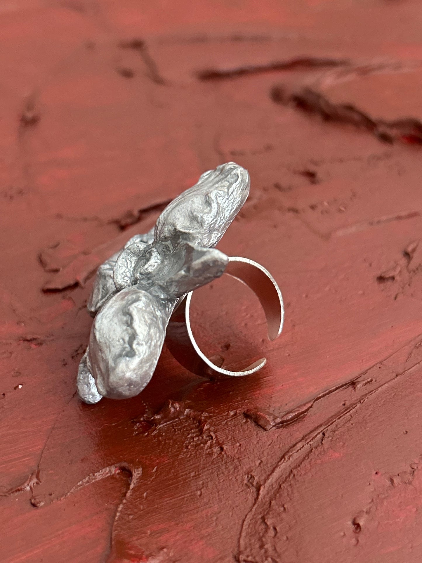 silver cattleya adjustable ring