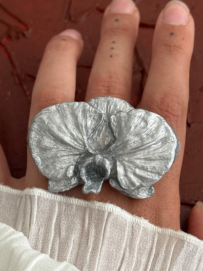 silver phalænopsis adjustable ring