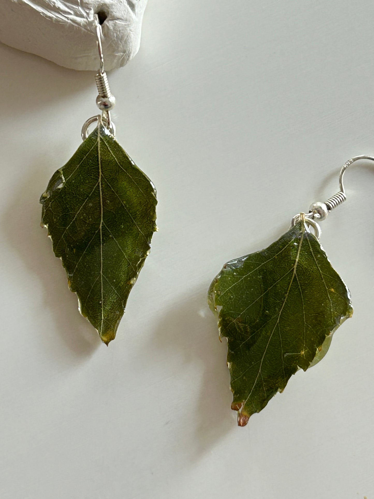 green leaf earrings