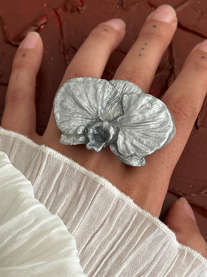 silver phalænopsis adjustable ring