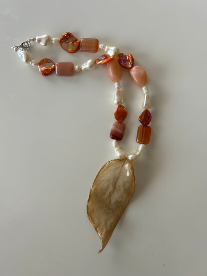caramel leaf necklace