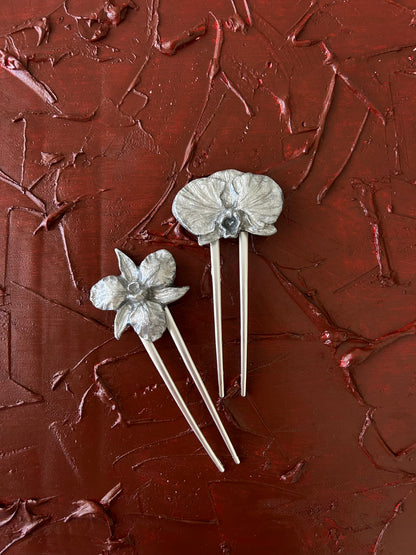 silver cattleya french pin