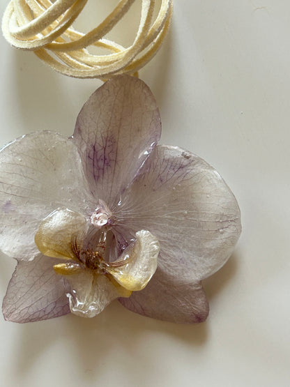 white and lilac orchid choker