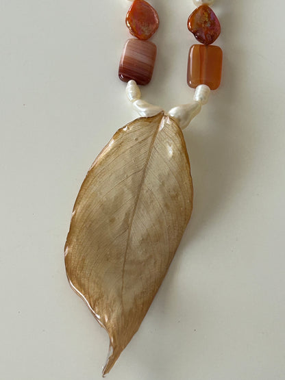 caramel leaf necklace