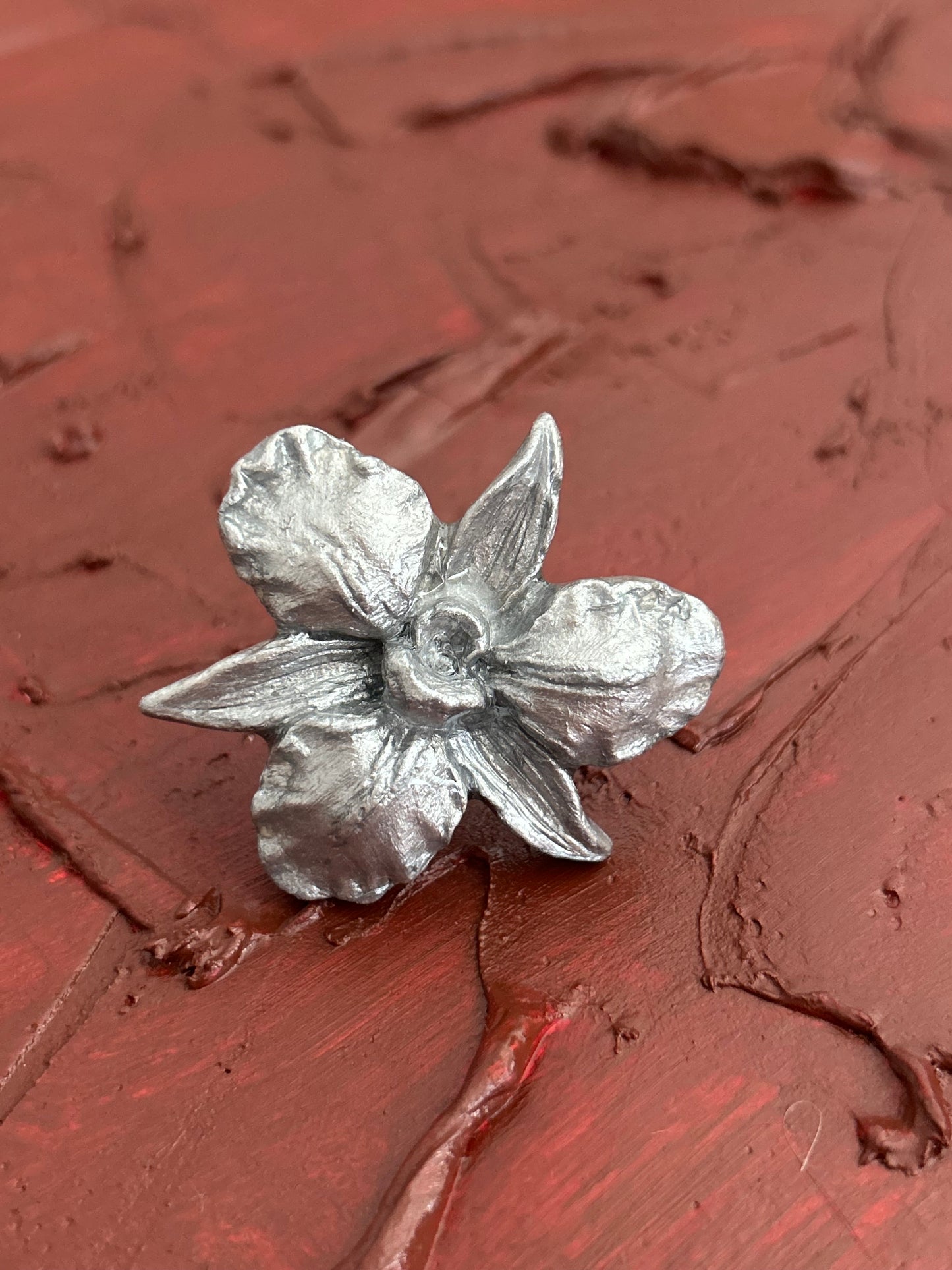 silver cattleya adjustable ring