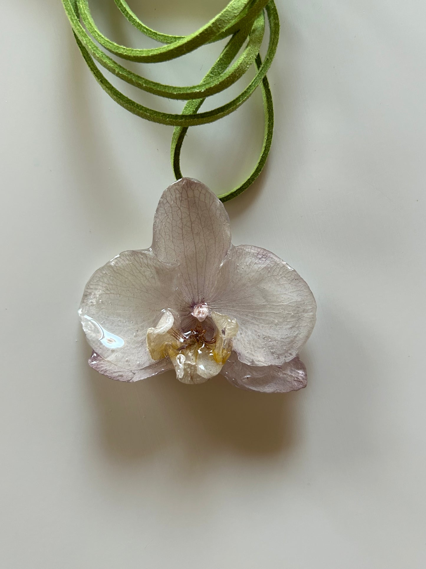 white and lilac orchid choker