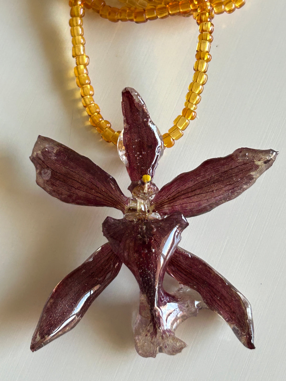 orchid amber necklace