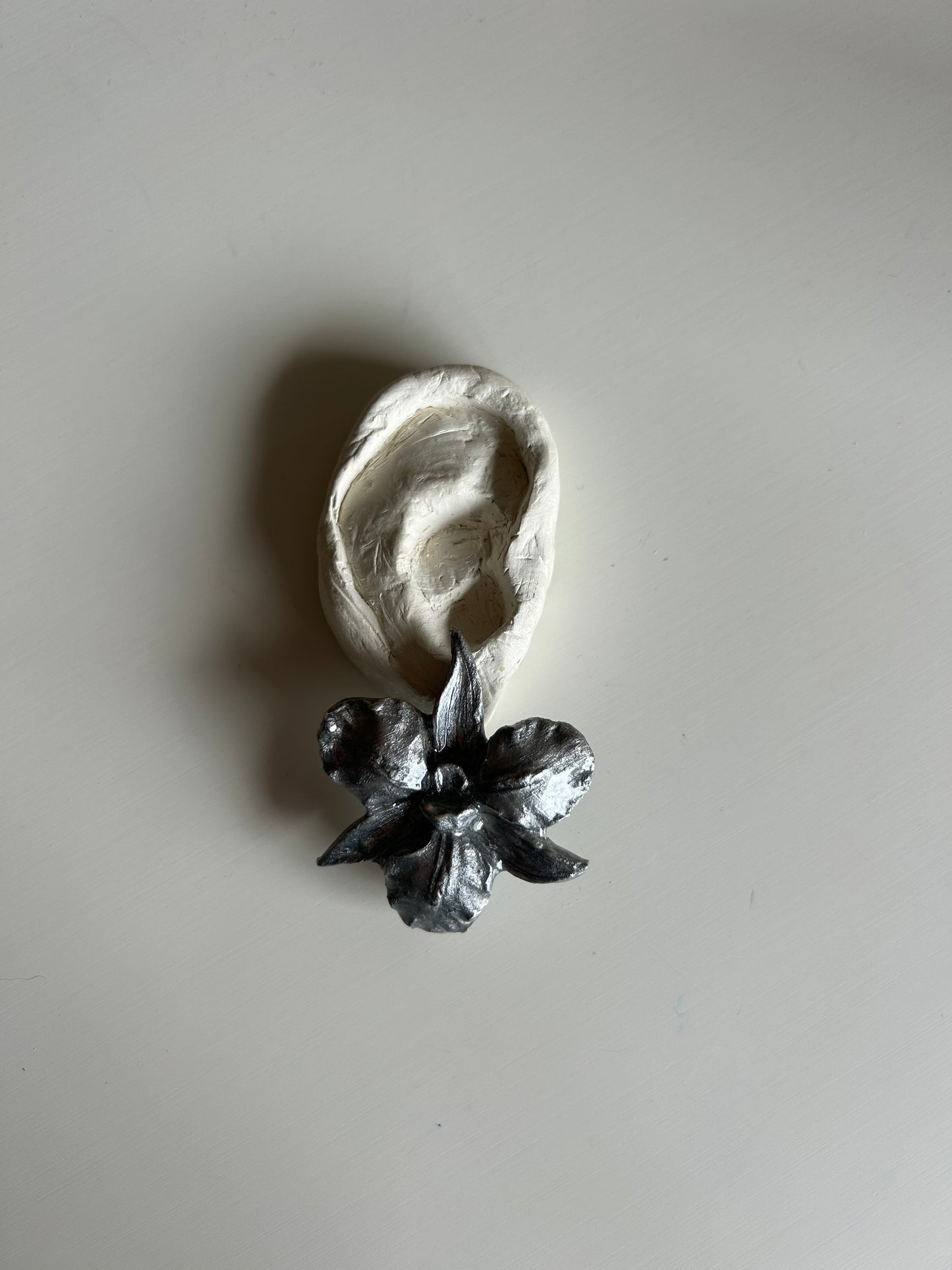 silver cattleya stud earrings