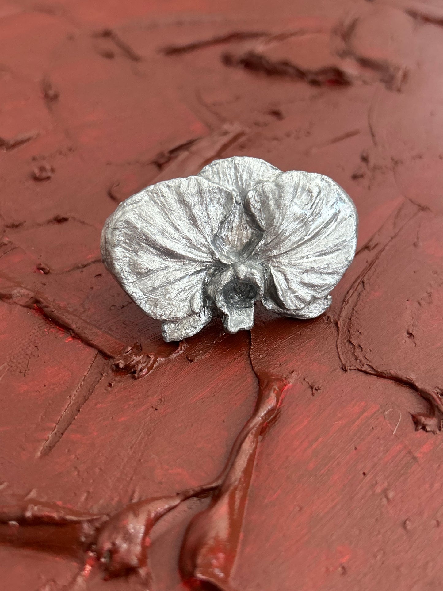 silver phalænopsis adjustable ring