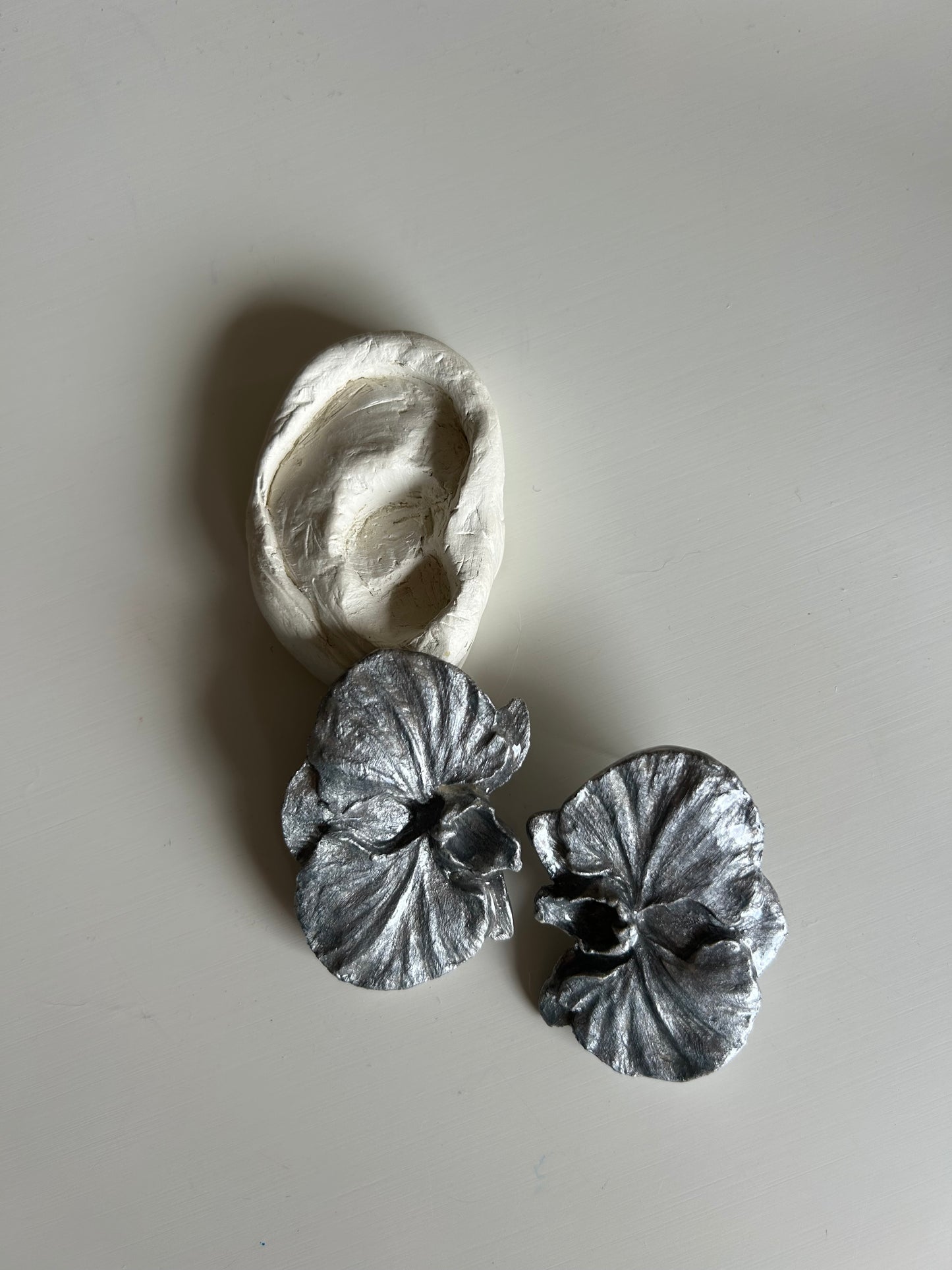 silver phalaenopsis stud earrings