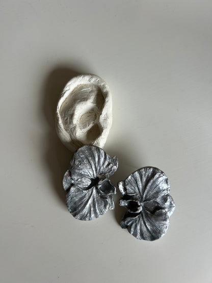 silver phalaenopsis stud earrings