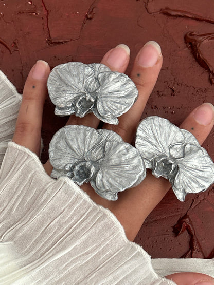 silver phalænopsis adjustable ring