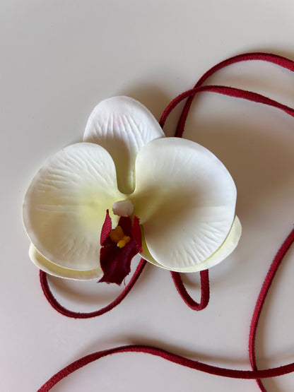 white & red wine faux orchid choker