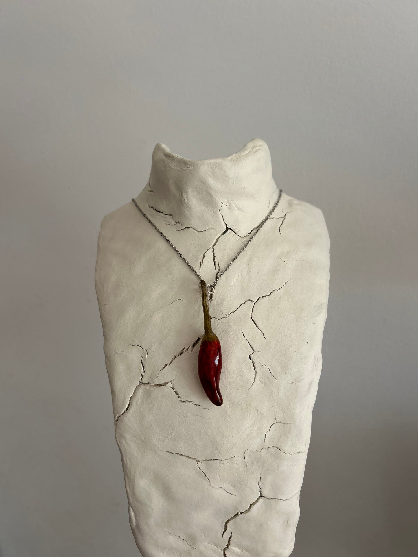 chili pepper silver necklace