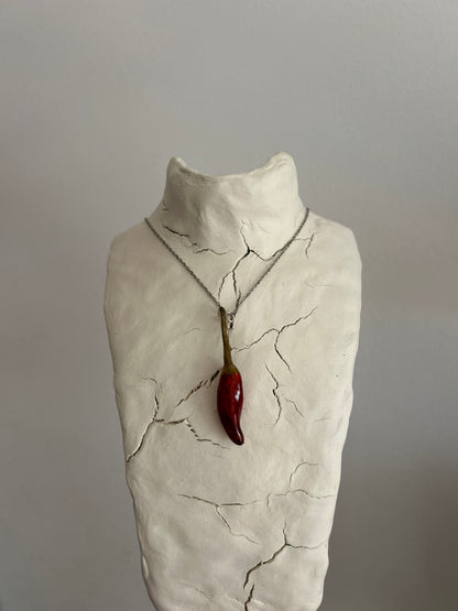 chili pepper silver necklace