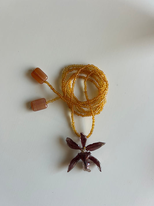 orchid amber necklace