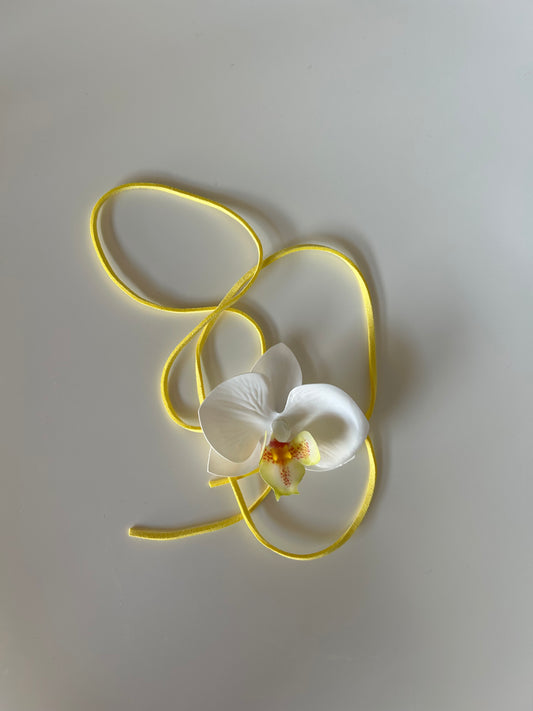 white & yellow orchid choker