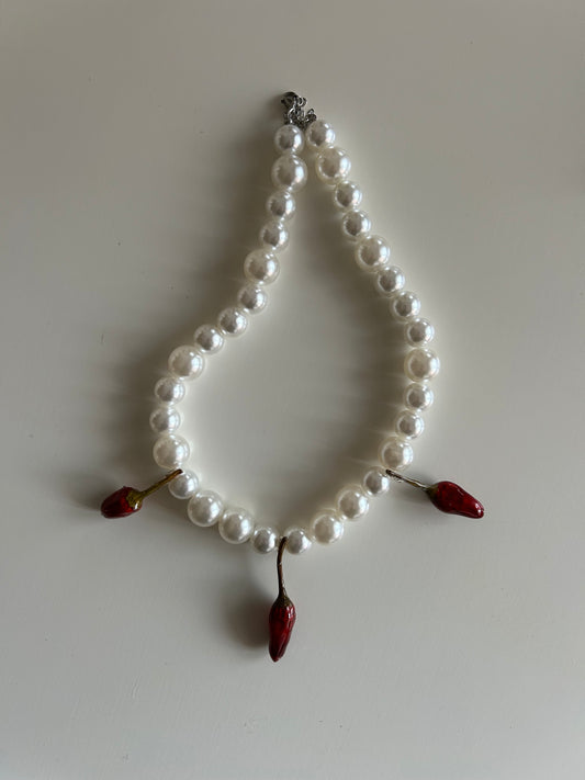 peppers & pearls necklace