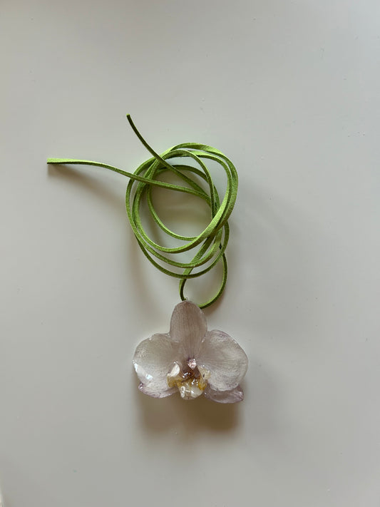 white and lilac orchid choker