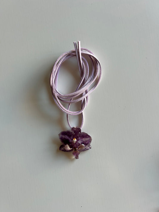 mini purple orchid choker