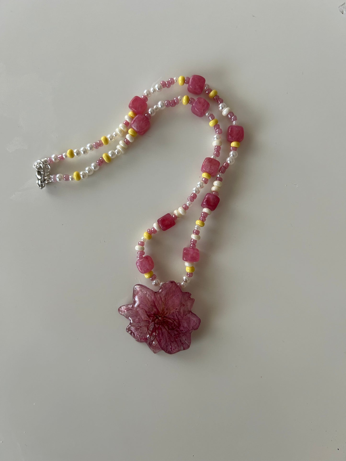 pink bloom necklace