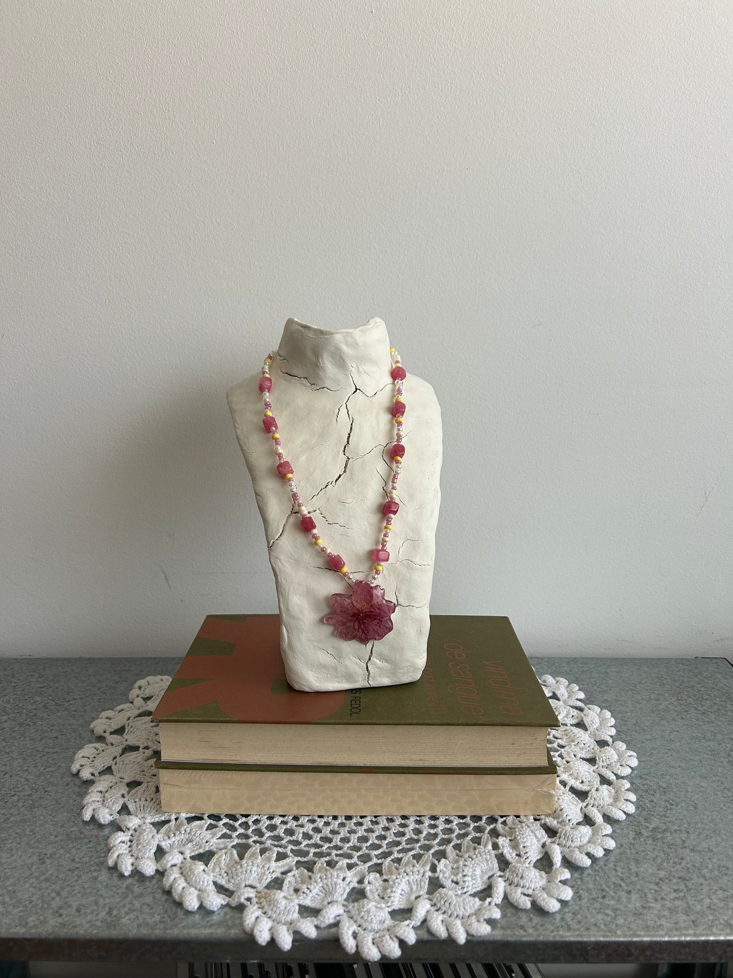 pink bloom necklace