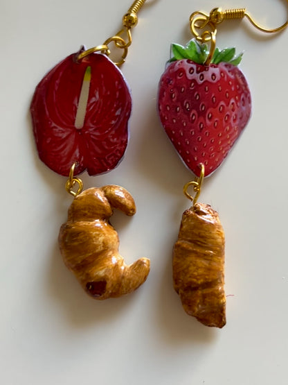 croissants & red earrings